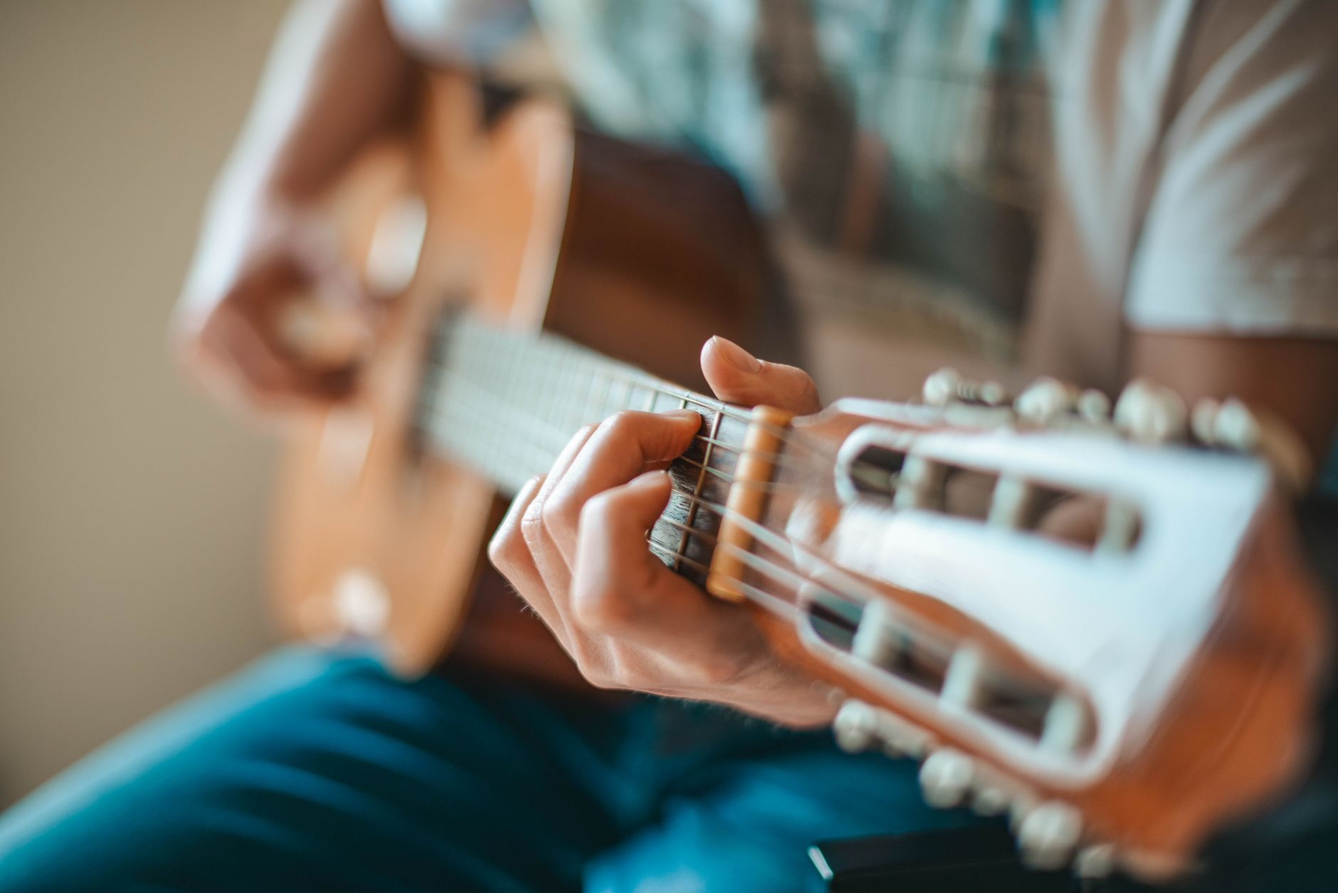 Acoustic guitar for sale, illustrating local musical instrument bargains on eBay.